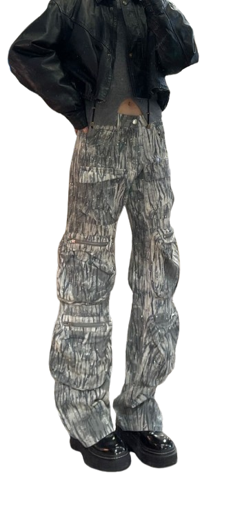 IG Camo All Glitter Cargo Pants cotton stretch