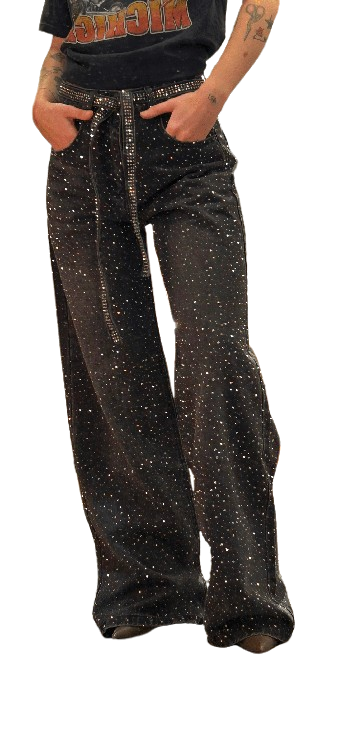 JI Black Metal Glitter Jeans
