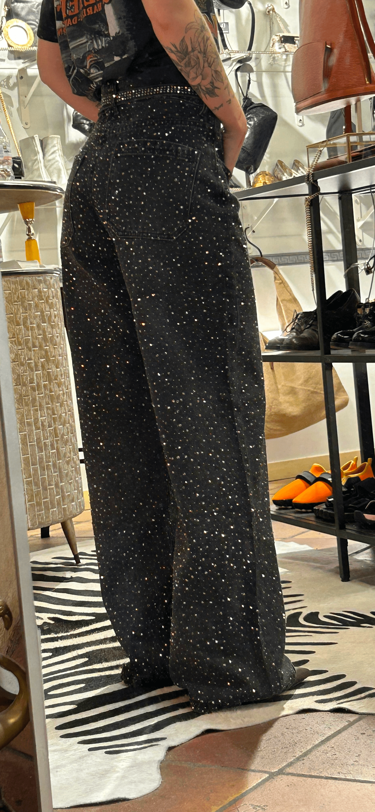 JI Black Metal Glitter Jeans